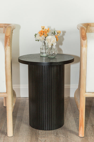 Black Fluted Side Table