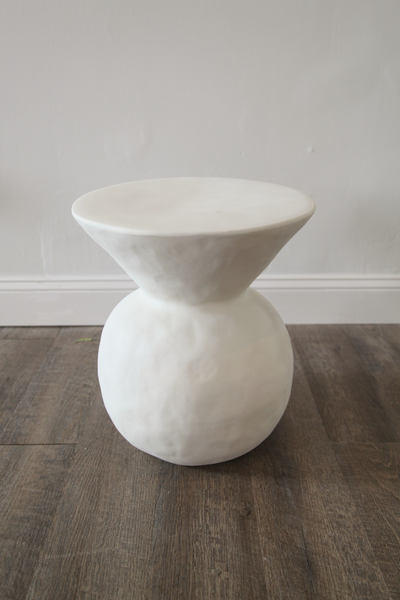 White Textured Garden Stool